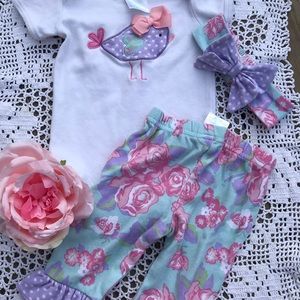 Onsie and ruffle pants with head band